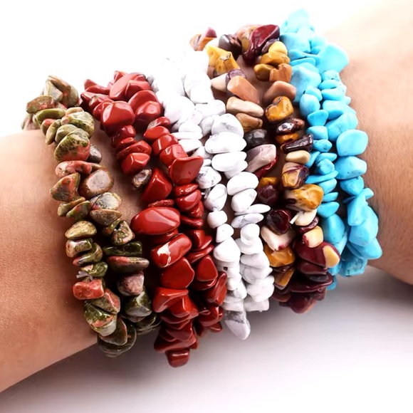 Bracelet And Earrings Set - Red Jasper Natural Stone Healing Stone - Picture 8 of 11